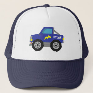 Casquette Camion Monstre Bleu de Course, pour Garçons