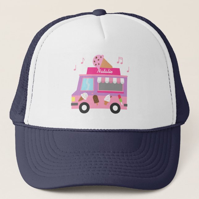 Casquette Camion rose pourpre doux de crème glacée pour des (Devant)