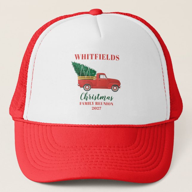 Casquette Camion Rouge de Noël Réunion de Famille Personnali (Devant)