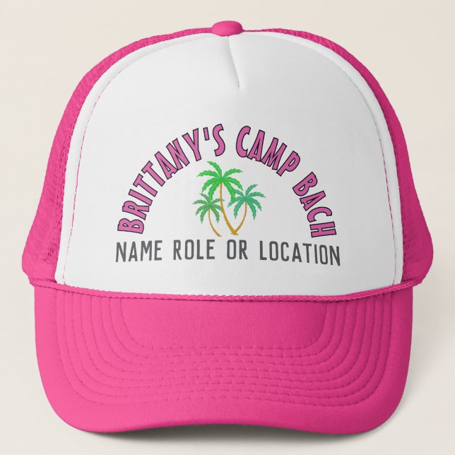 Casquette Camp Tropical Personnalisé Bach Palm Trees rose (Devant)