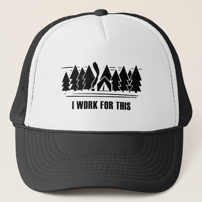 Casquette Camping, Je Travaille Pour Ça (Devant)