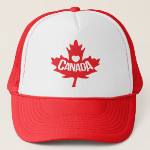 Casquette canadien de coeur et d'érable rouge