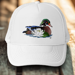 Casquette Canard en bois coloré nénuphar faune bleu