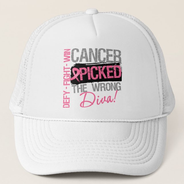 Casquette Cancer Choisi Le Mauvais Diva - Cancer Du Sein (Devant)