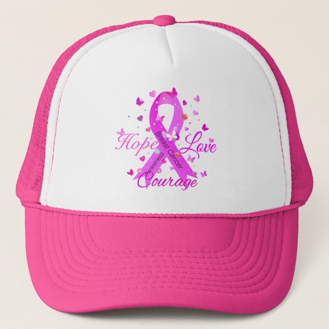 Casquette Cancer du sein Hope Love Courage (Devant)