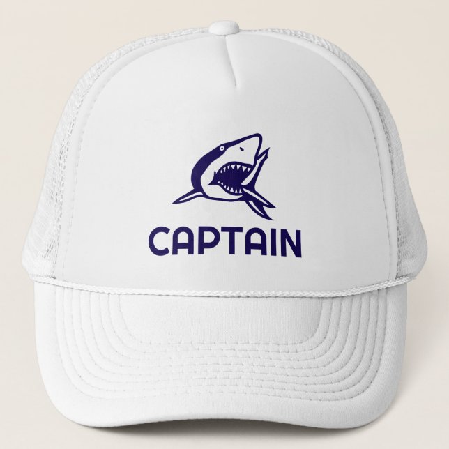 Casquette capitaine de bateau blanc avec design re (Devant)