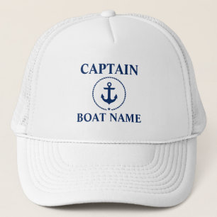 Casquette Capitaine nautique Boat Name Anchor Rope
