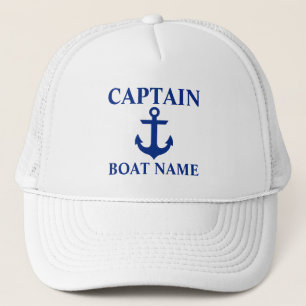 Casquette Capitaine nautique Boat Name Anchor White