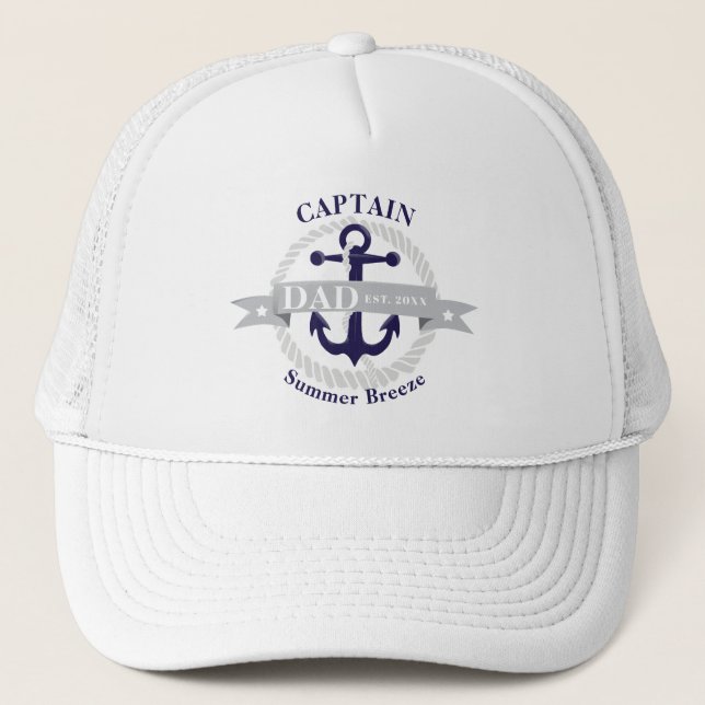 Casquette Capitaine nautique Dad Est du bleu Anchor|. Année (Devant)