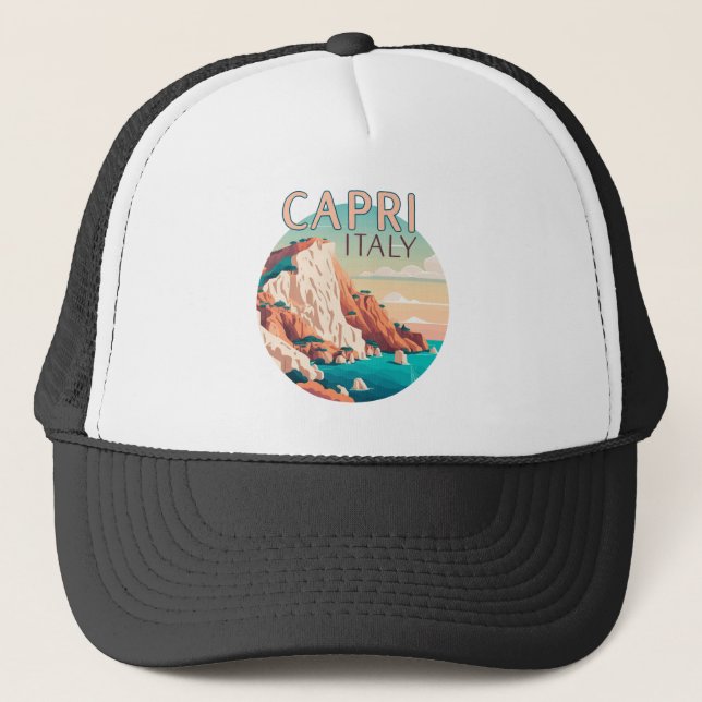 Casquette Capri Italie Citron Méditerranée île Rétro (Devant)