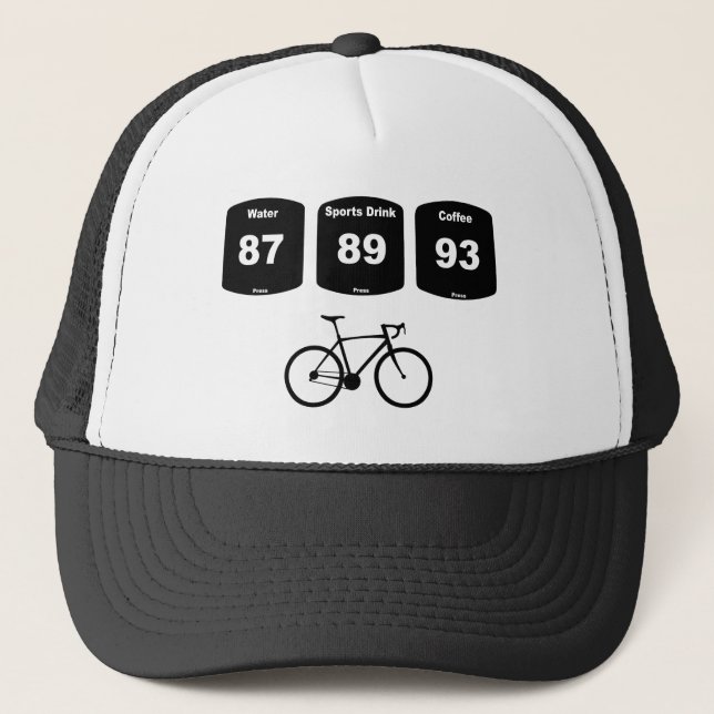 Casquette Carburant à vélo : Eau, Boisson sportive, Café (Devant)