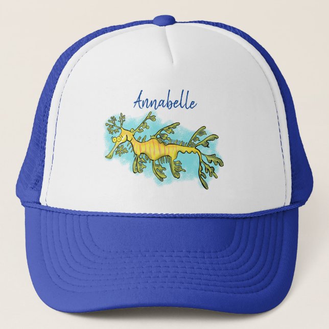 Casquette Caricature amusante de dragon de mer feuillu (Devant)