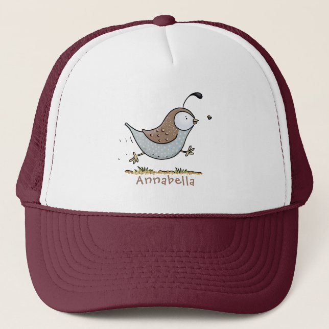 Casquette Caricature de caille californienne joli (Devant)