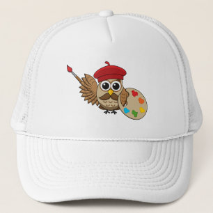 Casquette Caricature de Chouette Peintre Cute