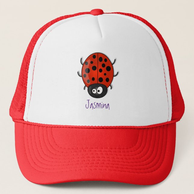 Casquette Caricature de coccinelle rouge joyeux (Devant)