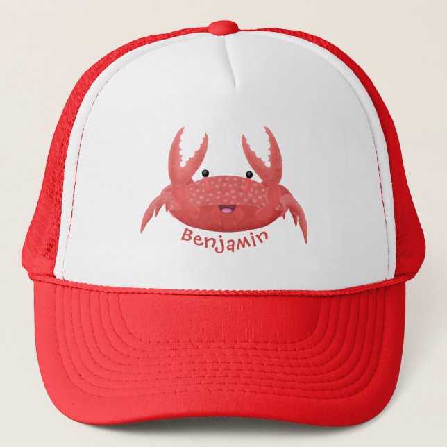 Casquette Caricature de crabe rouge cuite (Devant)