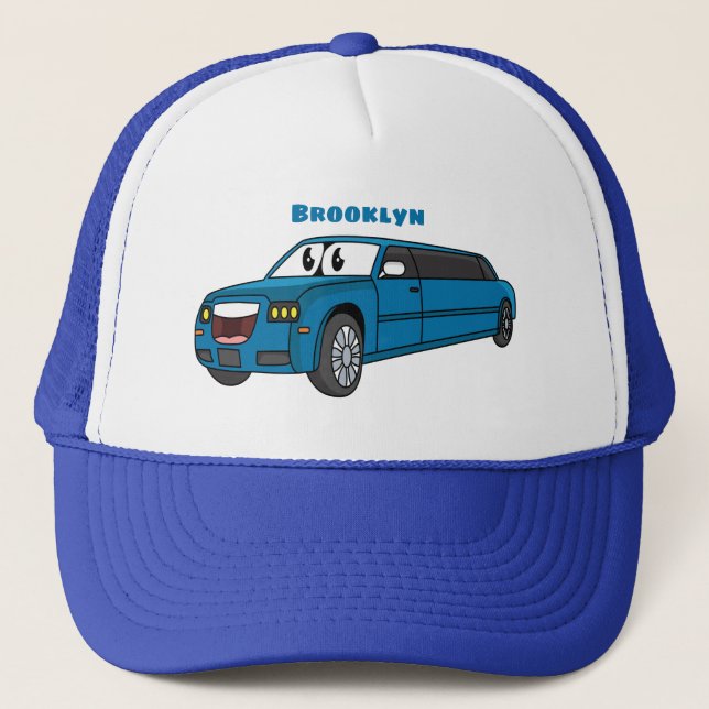 Casquette Caricature de la Limousine bleu mignonne (Devant)