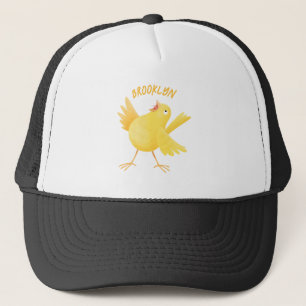 Casquette Caricature d'oiseau canari jaune chantant mignon