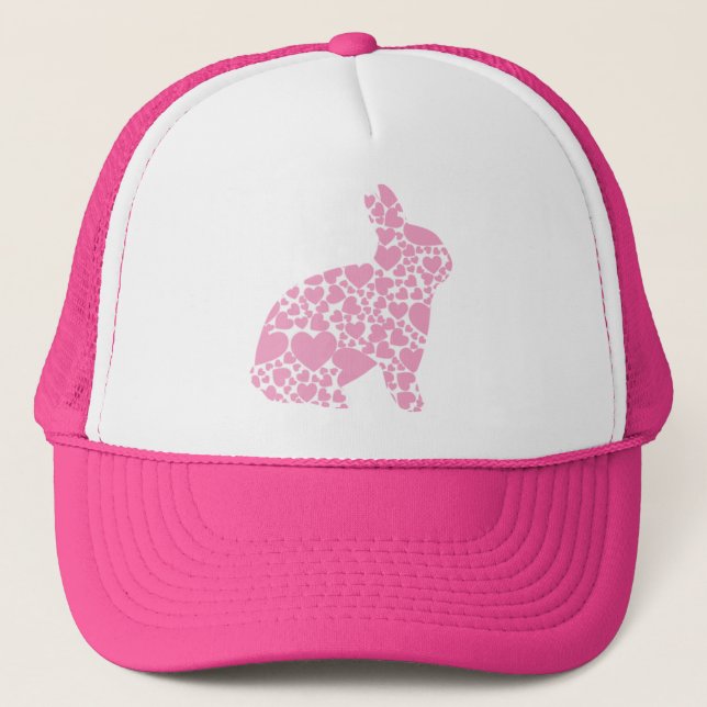 Casquette Caricature du coeur de lapin de Pâques rose pâle (Devant)