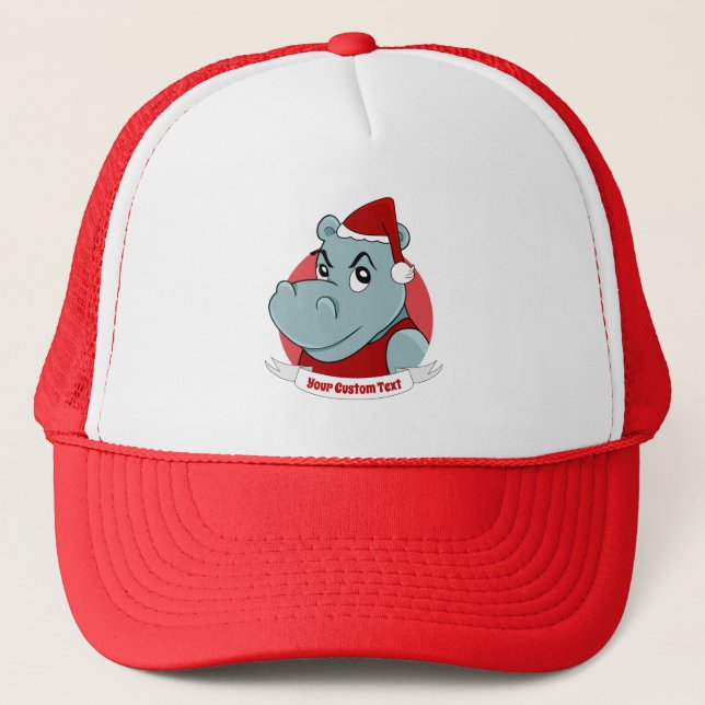 Casquette Caricature hippo de Noël (Devant)