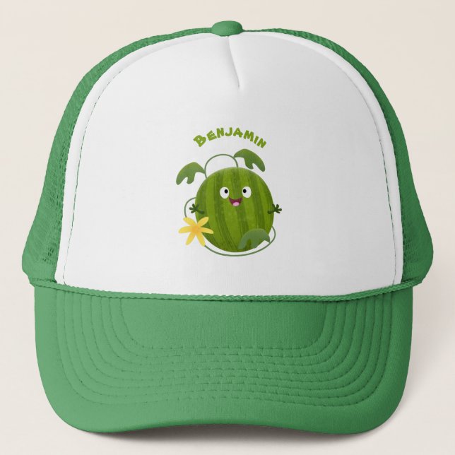 Casquette Caricature joli et souriant de pastèque (Devant)