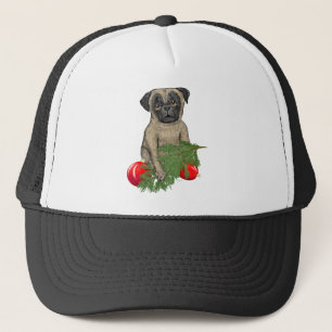 Casquette Carlin Chiot adorable Noël Chien Art