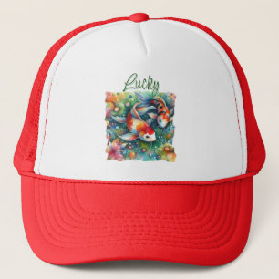 Casquette Carpe de koï chanceuse aquarelle personnalisée