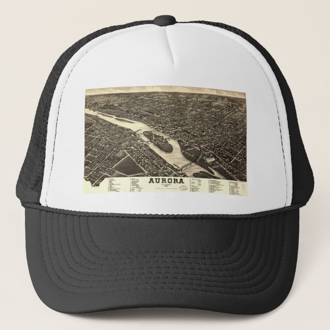 Casquette Carte 1882 de vue d'oeil d'oiseau de l'aurore (Devant)
