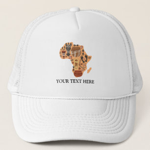 Casquette Carte de l'Afrique avec le patrimoine culturel afr