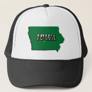 Casquette Carte de l'État de l'Iowa Plan vert et texte photo