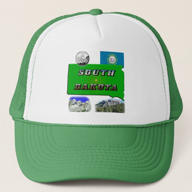 Casquette Carte du Dakota du Sud, Texte photo, Quartier Faux (Devant)