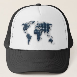 Casquette Carte du monde avec panneaux solaires photovoltaïq