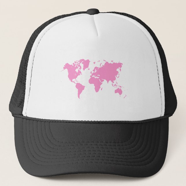 Casquette Carte du monde - Rose (Devant)