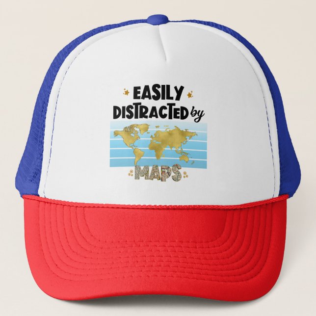 Casquette Carte facilement distrait Géographie Cartographie  (Devant)