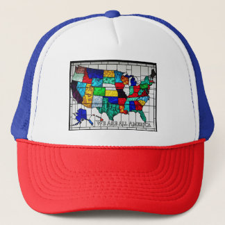Casquette Carte multicolore des États-Unis représentant l'et