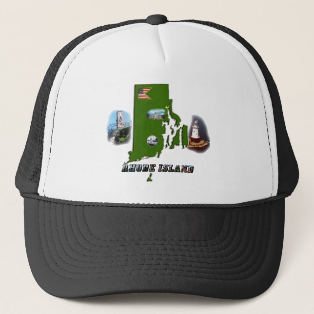 Casquette Carte, photos et texte de l'île de Rhode (Devant)