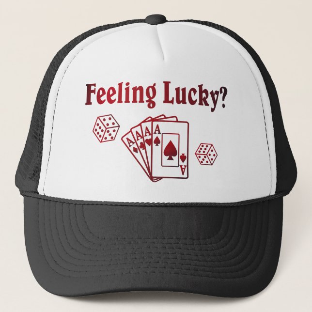 Casquette Cartes Feelin Lucky Dice Cards Encre Personnalisée (Devant)