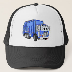 Casquette Cartoon bleu, caricature de camion à ordures