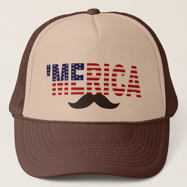 Casquette 'Casquette de moustache de brun de drapeau de (Devant)