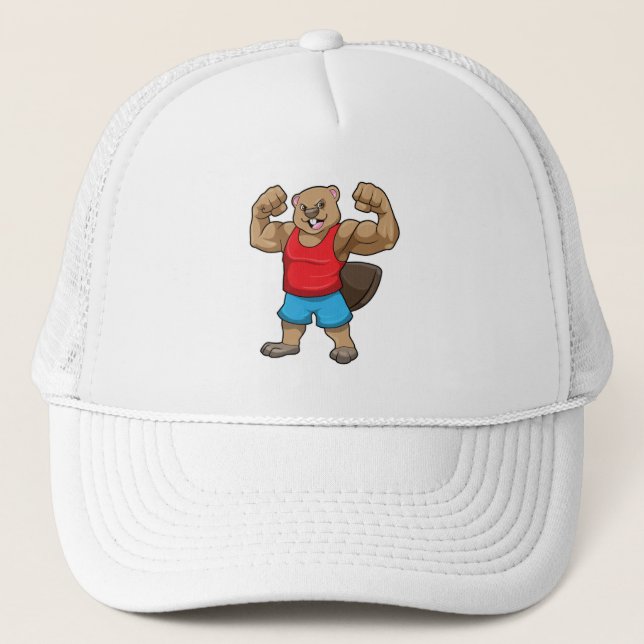 Casquette Castor en Bodybuilder avec gros bras (Devant)