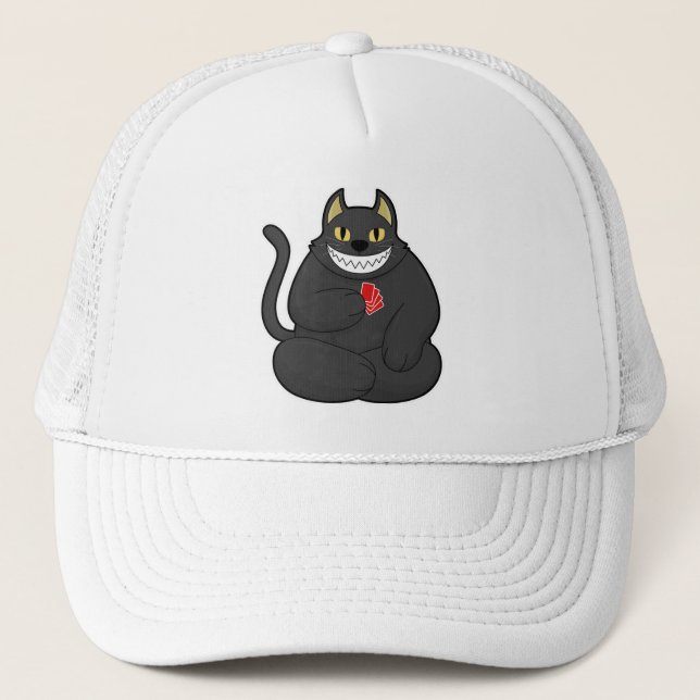 Casquette Cat at Poker avec cartes de Poker (Devant)
