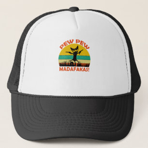 Casquette Cat Pew Pew Pew Madafakas Vintage Crazy Cat Funny