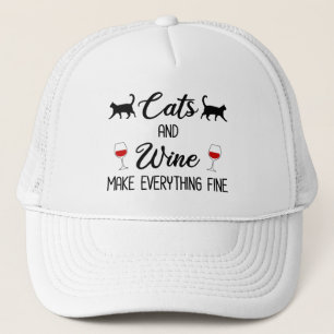 Casquette Cats and Wine Make Everything Fine
