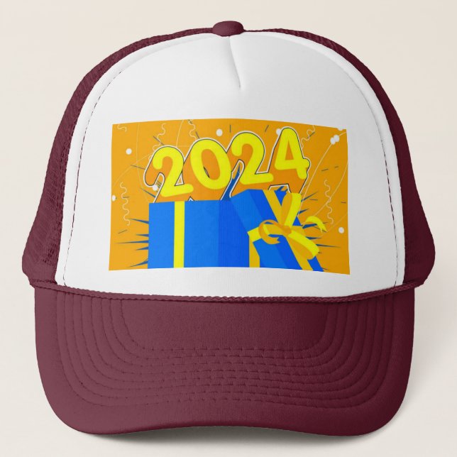 Casquette Célébrez l'année 2024 avec boîte cadeau Blanc et M (Devant)