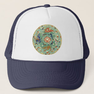 Casquette Cercle chinois antique bleu vert