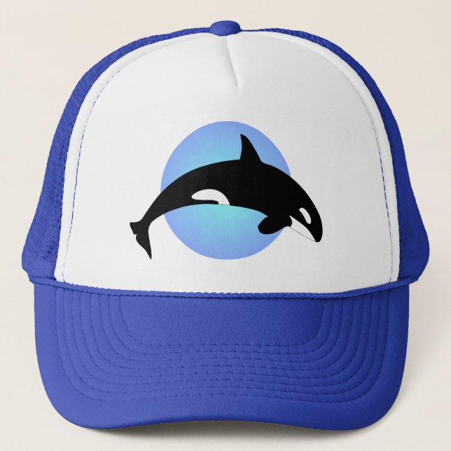 Casquette Cercle de bleu de silhouette d'épaulard d'orque (Devant)
