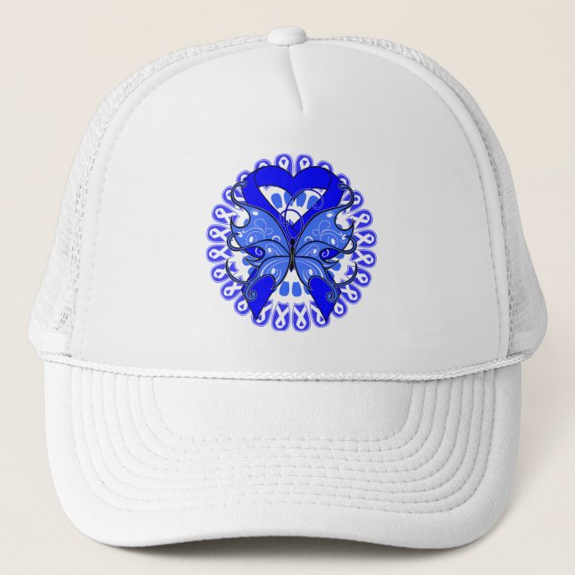 Casquette Cercle de rubans à papillon du cancer du côlon (Devant)