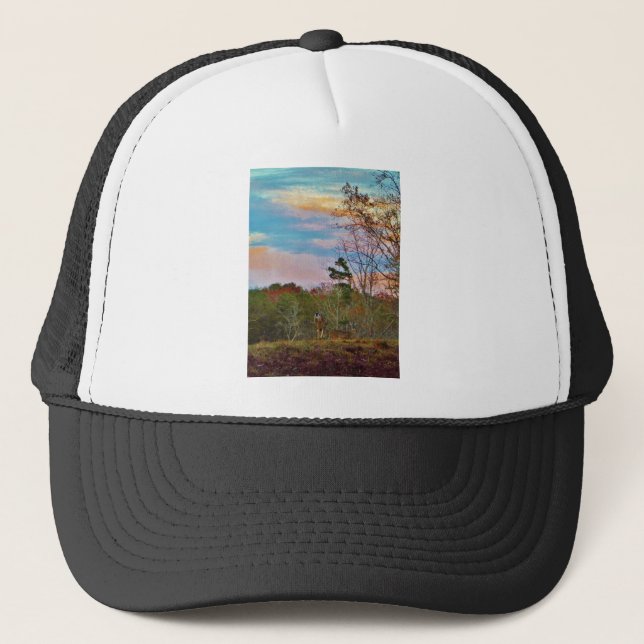 Casquette Cerf avec ciel bleu rose (Devant)