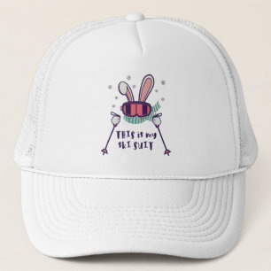 Casquette C'est mon lapin de ski en combinaison de ski avec 