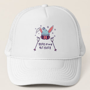 Casquette C'est mon lapin de ski en combinaison de ski avec 